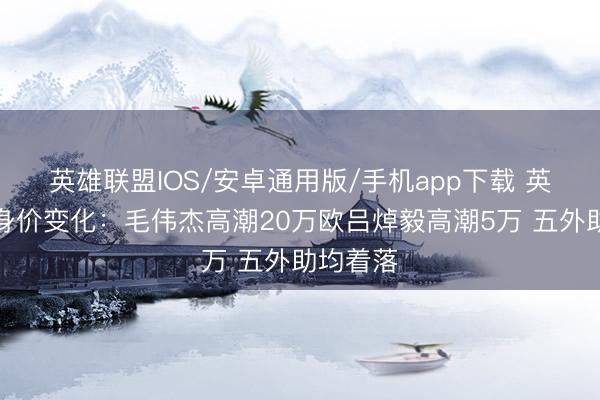 英雄联盟IOS/安卓通用版/手机app下载 英博球员身价变化：毛伟杰高潮20万欧吕焯毅高潮5万 五外助均着落
